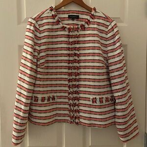 Talbots Women's Striped Jacket - Pink and White